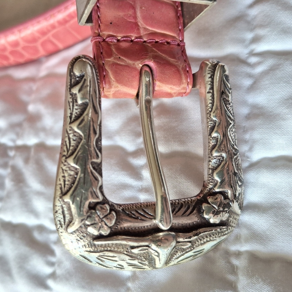 Ralph Lauren -Pink Italian Leather with longhorn silver buckle.Size Small
